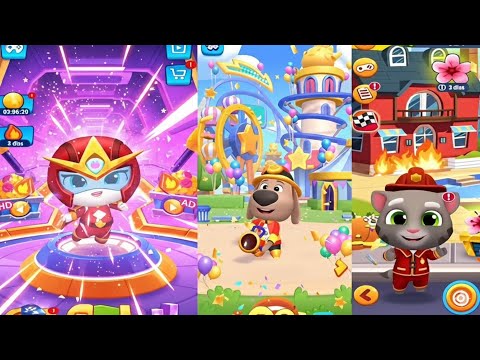 Talking Tom Hero Dash vs Talking Tom Blast Park vs Talking Tom Gold Run Gameplay Android ios 