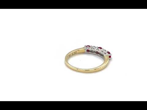 9ct Yellow Gold 0.20ct Diamond & Ruby Claw Set Ring - 01110027 | Johnsons Jewellers