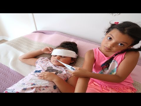 Elif Öykü and Masal Pretend play Sick fun play for kids video, Funny Kids