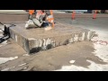 Cutting concrete with Husqvarna electric cutter