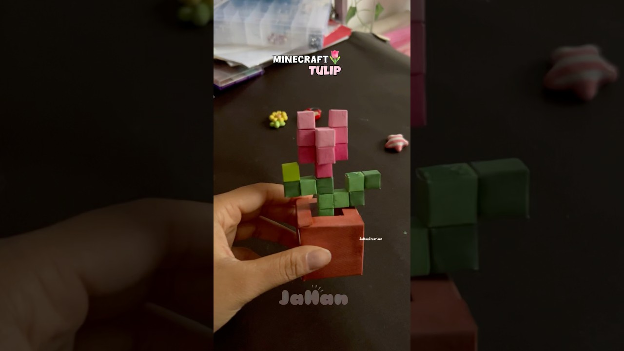 Minecraft tulip flower 🌷💖 #diy #minecraft #papercraft  #shortsvideo