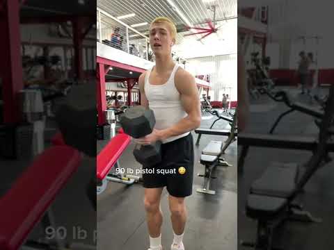 90 pound pistol squat, impressive 😮💪 #shorts