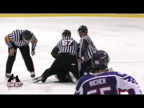 Hubert Poulin Vs Eric Laplante Predateurs Vs Blizzards LNAH Hockey Fight Oct 16 2015