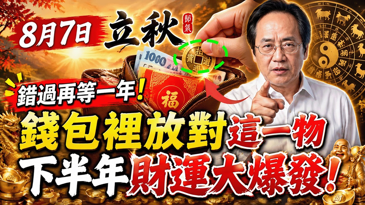 倪海廈：8月7日立秋必看！錢包裡放對這一物，2026下半年財運大爆發！ 財神爺當都擋不住要來你家！#倪海廈 #黃帝內經 #養生 #國學 #易經 #開運 #招財 #補財庫 #中醫 #風水 #2026運勢