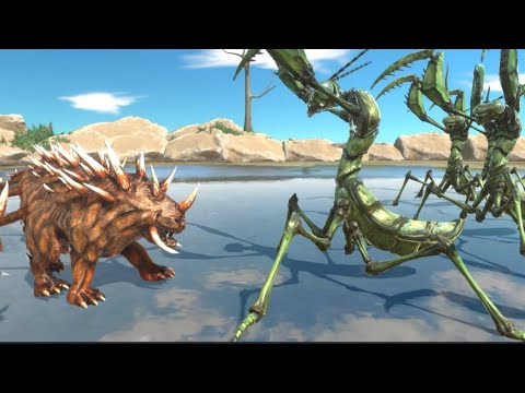 animal revolt battle simulator - 15 Hellhounds vs 15 Giant Praying Mantis