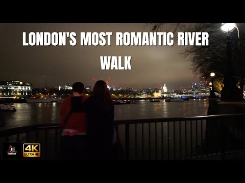 Night Walk Tour: Experience the Magic of River Thames | Waterloo to Southwark 4K