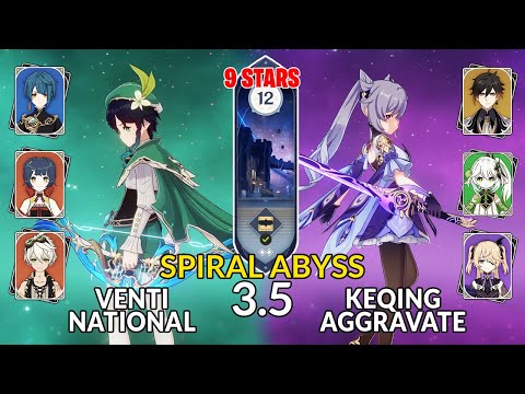 NEW 3.5 Spiral Abyss!│Venti National & Keqing Aggravate | Floor 12 - 9 Stars | Genshin Impact