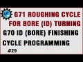 G71 ID Roughing Canned Cycle G70 Bore Or ID Turning Finishing Cycle Programming In Hindi
