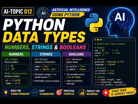 Ai Topic012 Python Data Types Numbers Strings Booleans Artificial Intelligence Using Python