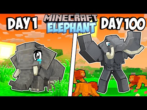 I Survived 100 Days as an ELEPHANT in Minecraft