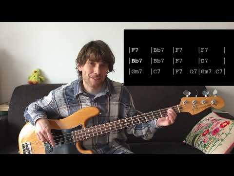 Most Basic Walking Bass Line Over a Jazz Blues in F🎸