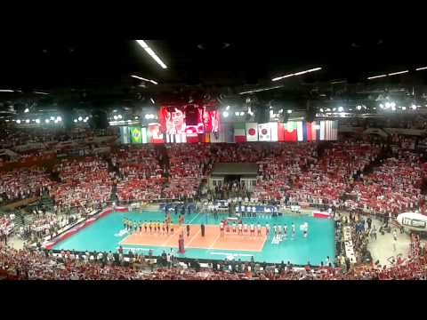 Hymn Polski przed meczem Polska - Brazylia w katowickim Spodku 03.06.2012