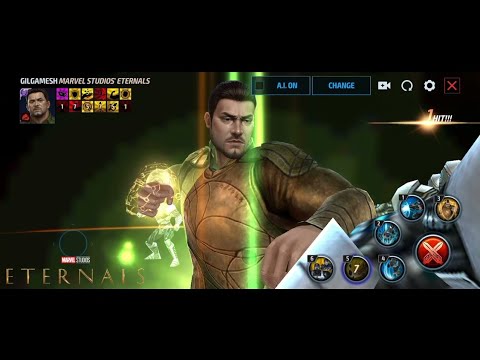 Gilgamesh in Marvel Studios Eternals suit skills preview | Marvel Future Fight