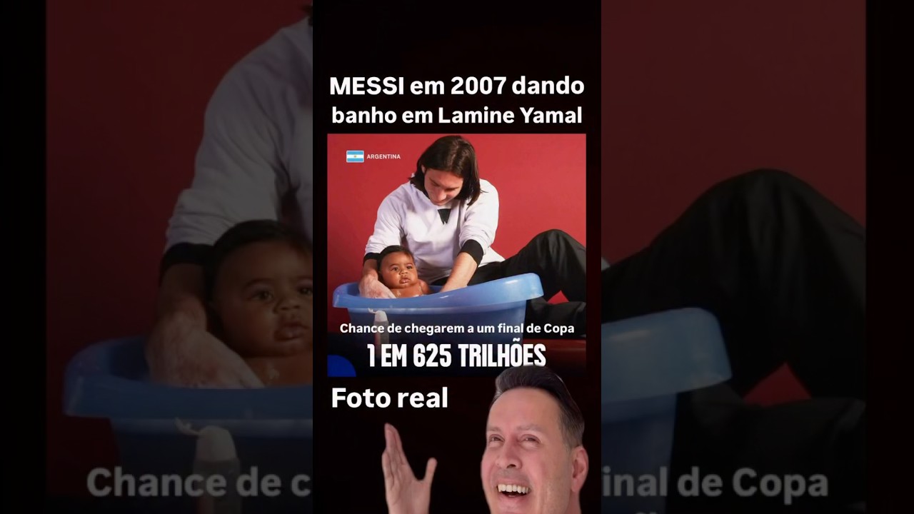 A história real da foto de Messi dando banho em Lamine Yamal.