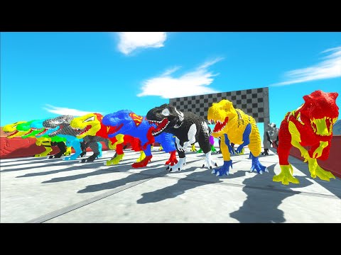 Dinosaurs Speed Race Champions Hunting found Jurassic world evolution T-REX DC vs Marvel Superhero
