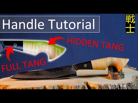 Making a 1/3 Full- 2/3 hidden-tang handle from ebony and stabilized curly maple