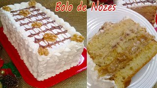 Esse bolo você precisa fazer! Bolo de Nozes com dois recheios super cremosos e deliciosos!