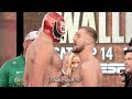 TYSON FURY & OTTO WALLIN HAVE HEATED VERBAL EXCHANGE AT WEIGH IN FACE OFF AS FURY DONS LUCHADOR MASK