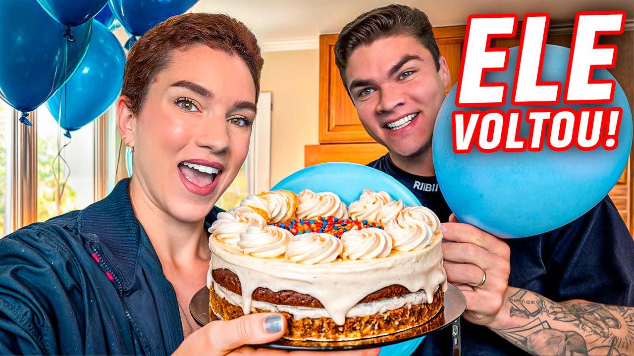 FIZ UMA FESTA DE ANIVERSÁRIO SURPRESA PRO MEU MARIDO! ELE VOLTOU! 🥳