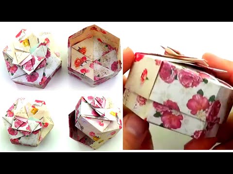 Origami Hexagonal Gift Box - Origami Hexagon Candy Box -Origami Modular Box -Hexagon Origami Box # 1