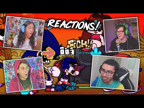 Youtuber's React To Friday Night Funkin' V.S. Sonic.EXE! | too-slow