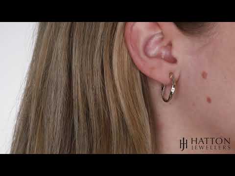 9ct Gold Three Colour Glitter Finish Twist Hoop Earrings - 20mm