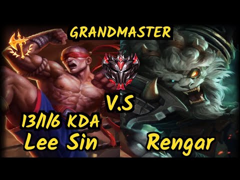 CHF Only (LEE SIN) vs RENGAR - 13/1/6 KDA JUNGLE GAMEPLAY - OC Ranked GRANDMASTER v9.6