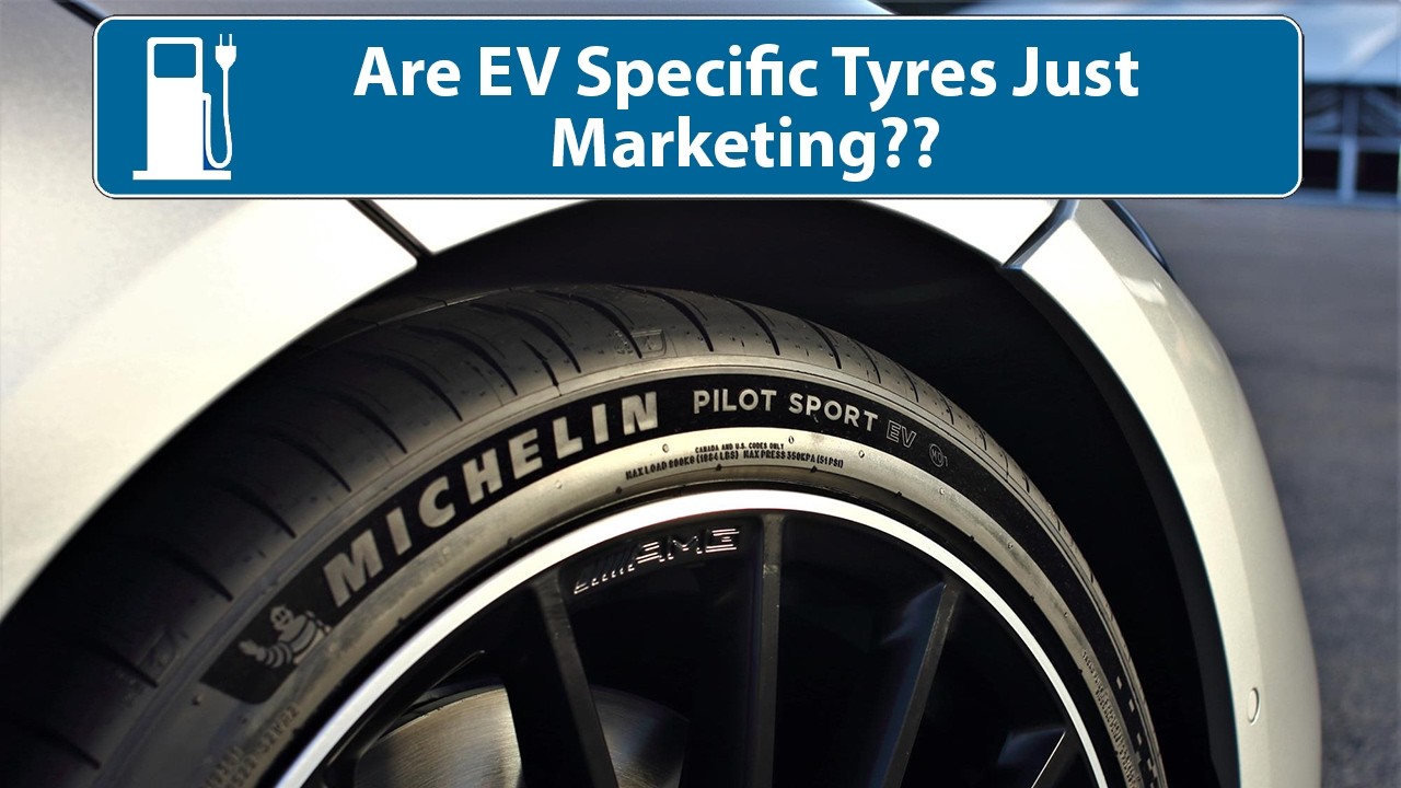 Electric Vehicle Man presenting two Michelin tires side by side to explain what makes EV-specific tires genuinely different