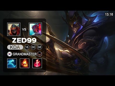 ZED99 Zed vs Yone Mid - KR Grandmaster - Patch 13.16 Season 13