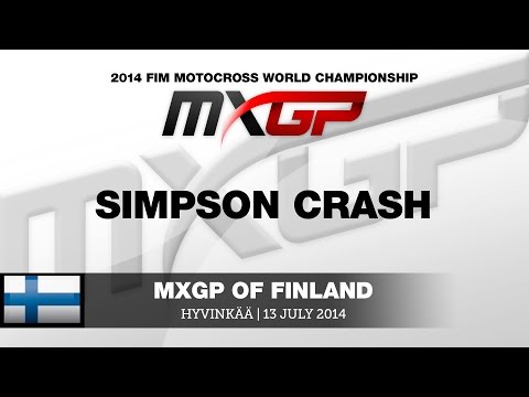 MXGP of Finland 2014 Shaun Simpson Crash in Start - Motocross