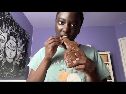 eating a chocolate easter bunny while sick