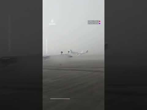 Severe winds toss four aircraft across Italian airport tarmac | AJ #shorts