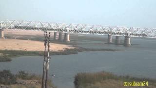 preview picture of video 'Vijayawada Guntur MEMU crossing Krishna River Bridge'