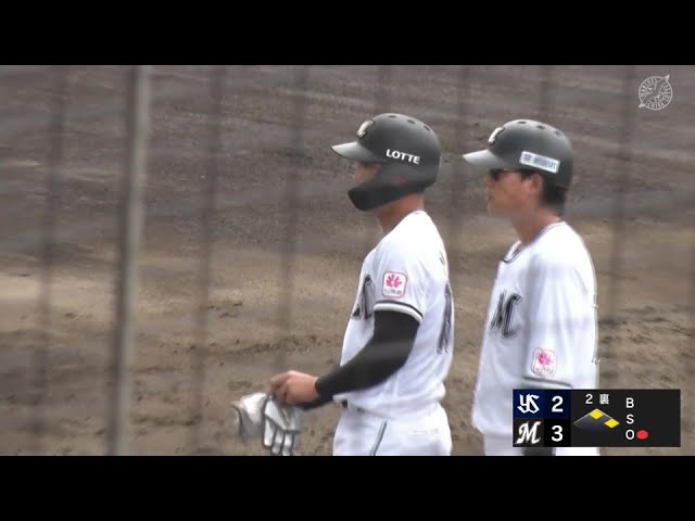 【ファーム】見事なセンター返し!! マリーンズ・松石信八が勝ち越しのタイムリーヒットを放つ!!  2024年6月2日 千葉ロッテマリーンズ 対 東京ヤクルトスワローズ