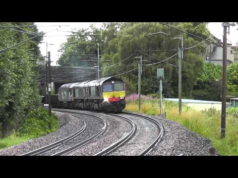 66430/66419 with 57301 dit, 6k27 Carlisle - Crewe engineers, 14th August 2015