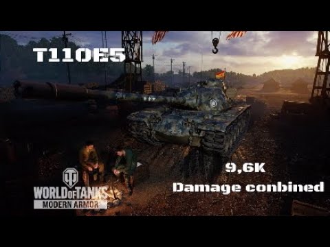 T110E5 in prokhorovka:9,6K damage conbined :Wot console - World of Tanks