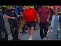 Bitten by Police dog Middlesbrough and Sunderland supporters hooligans stand off Riverside Stadium