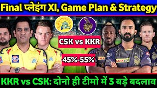 IPL 2020 CSK vs KKR: 3 Big changes in KKR by Brendon McCullum।Both team Playing XI, toss & match win