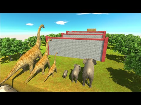 Brachiosaurus vs Elephant Power Clash Block Race Animal Revolt Battle Simulator