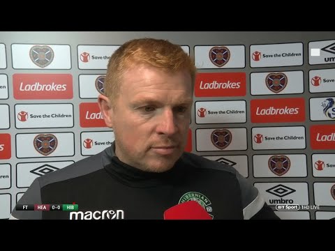 Neil Lennon reacts to being hit by a pound coin after the Edinburgh Derby | Hearts vs Hibs