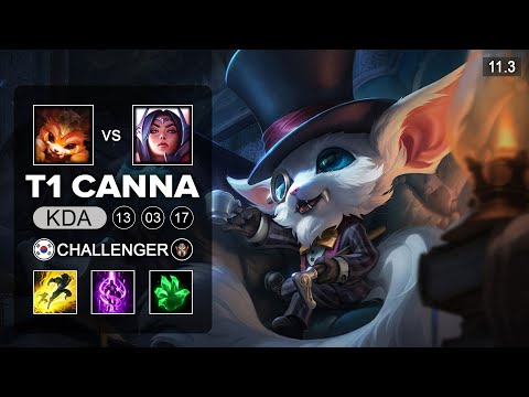 T1 Canna Gnar Top vs Irelia - KR Challenger Patch 11.3