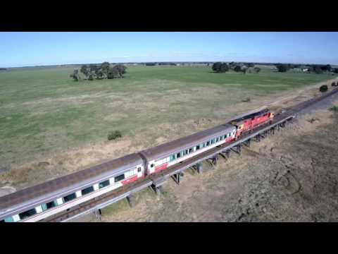 V/Line train crossing Avon River at Stratford, Gippsland, Victoria.