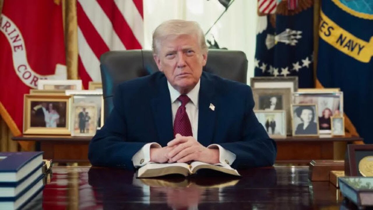 Trump legge un passo della Bibbia nello Studio Ovale