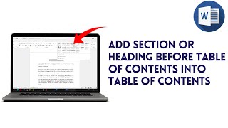 How To Add Section Or Heading Before Table Of Contents Into Table Of Contents 20