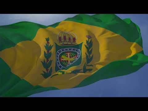 Waving flag and National anthem of the Empire of Brazil
