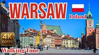 Warsaw Poland Walking Tour in 4K 60fps | Castle Square, Old Town & Palace of Culture – March 2025