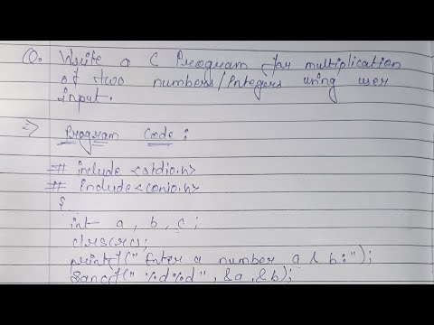 Write A C Program To Multiply Two Numbers User Input Basic C Programming Tutorial For Beginners