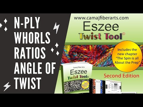 Camaj Fiber Arts - navajo ply, introduction to whorls, ratios and angle of twist Eszee twist tool.