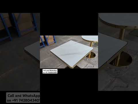 Square six seater dinning table golden base