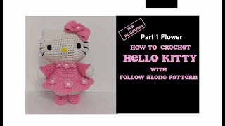 Hello Kitty Crochet Tutorial with Pattern Part 1 Flower